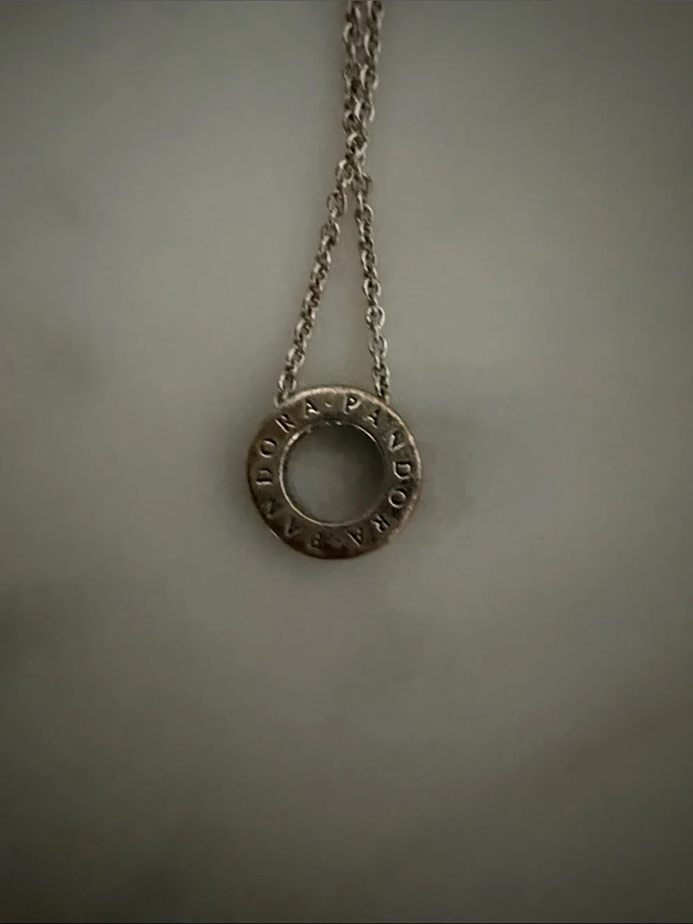 Pandora Gold Circular Pendant Necklace with Clear Stones